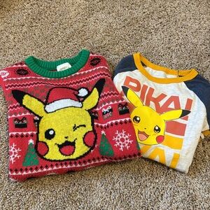 Pikachu Pokémon Christmas sweater and long sleeve T kids 6